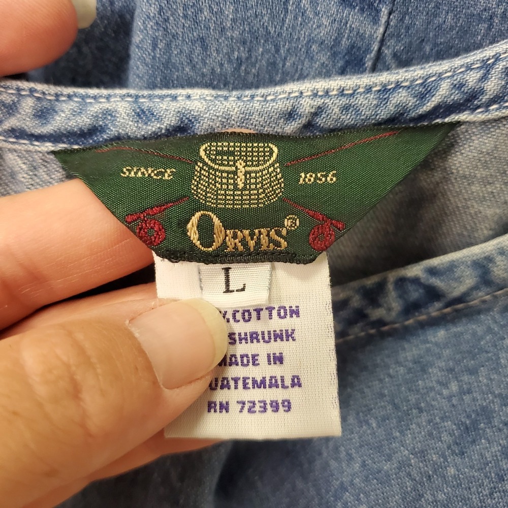 Vintage Orvis Womens Denim Oversized Maxi Dress Size L Modest Country Teacher - Picture 4 of 11